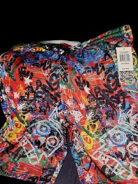 Fresh Prints Medium Graffiti-Print Athletic Shorts NWT